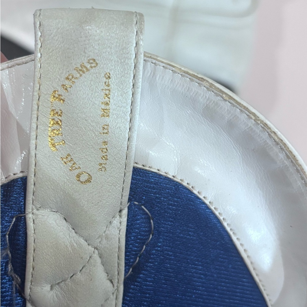 Oak Tree Farms White Leather Western Pull On Snip Toe Boots Size 6.5 - Picture 7 of 15